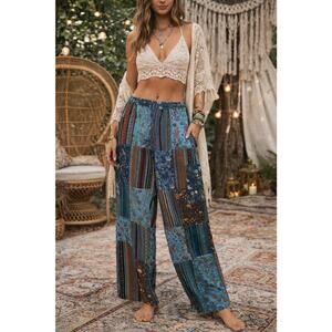 Kathmandu Imports Boho Hippie Pants Adult M/L Patchwork Festival Concert EUC